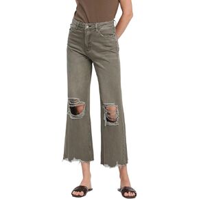 VERVET 90'S Vintage Super High Rise Crop Flare Jeans V2736BE in Kuwait
