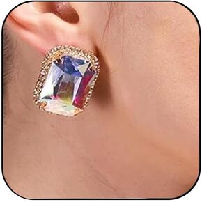 Geometric Rhinestone Earrings for Women Trendy Statement Jewelry Large Stud Earrings for Women Hypoallergenic Prom Party Accessories in Kuwait