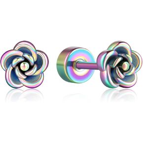 Titanium Earrings,Hypoallergenic Rose Flower Earrings for Sensitive Ears,Implant Grade Titanium Cartilage Helix Tiny Stud Earrings for Women in Kuwait