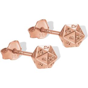 20-Sided Dice Stud Earrings in Classic or Dragon Style, Geometric Fantasy-Inspired Copper Earrings for Women and Men, 4 Colors Available in Kuwait