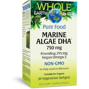 Natural Factors Whole Earth & Sea، Marine DHA أوميغا 3، 30 كبسولة هلامية نباتية in Kuwait