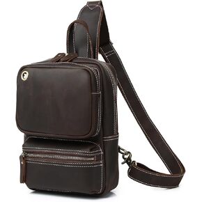 حقيبة كتف من الجلد الطبيعي من KPYWZER للرجال والنساء، حقيبة ظهر للكتف، حقيبة كروس على الصدر، حقيبة نهارية كاجوال للاستخدام في الهواء الطلق in Kuwait