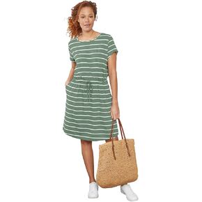 ellos Plus Size Cotton Jersey Knit Cinched-Waist Drawstring Midi Dress in Kuwait