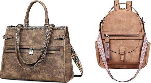 FADEON Laptop Bag for Women & Backpack Purse Brown Collection in Kuwait