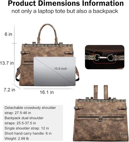 FADEON Laptop Bag for Women & Backpack Purse Brown Collection in Kuwait