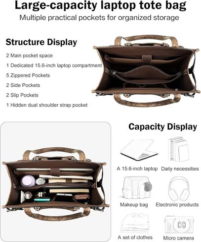 FADEON Laptop Bag for Women & Backpack Purse Brown Collection in Kuwait