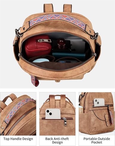 FADEON Laptop Bag for Women & Backpack Purse Brown Collection in Kuwait