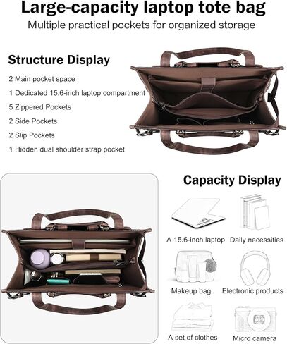 FADEON Laptop Bag for Women & Womens Purses Brown Collection in Kuwait