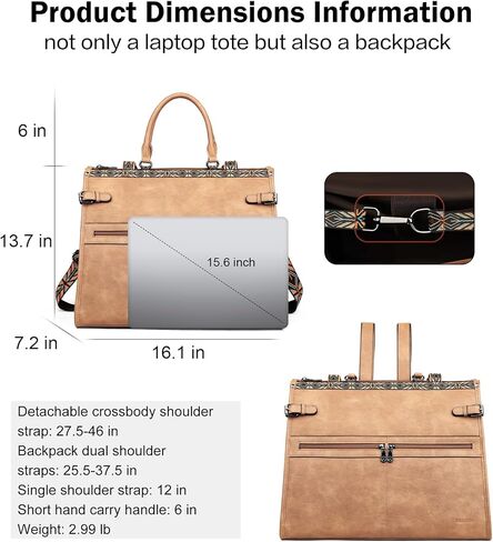 FADEON Laptop Bag for Women & Laptop Backpack Brown Collection in Kuwait