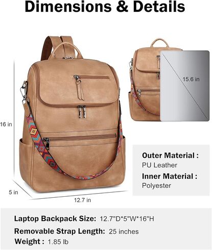 FADEON Laptop Bag for Women & Laptop Backpack Brown Collection in Kuwait