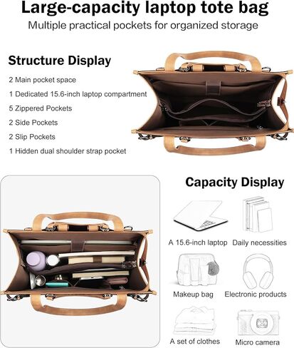 FADEON Laptop Bag for Women & Laptop Backpack Brown Collection in Kuwait