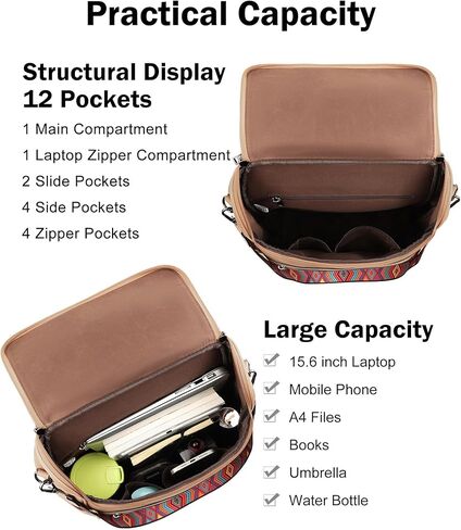 FADEON Laptop Bag for Women & Laptop Backpack Brown Collection in Kuwait