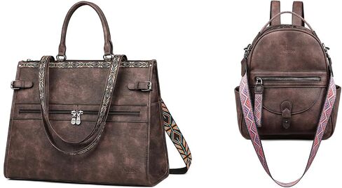 FADEON Laptop Bag for Women & Backpack Purse Brown Collection in Kuwait