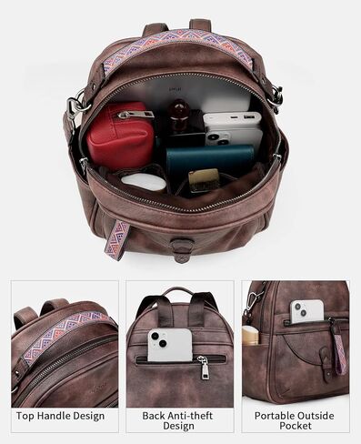 FADEON Laptop Bag for Women & Backpack Purse Brown Collection in Kuwait