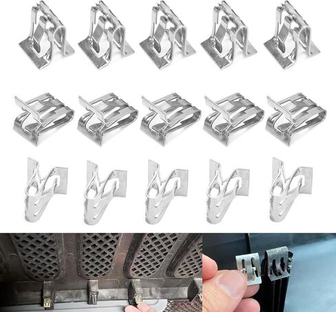15 PCS Car Interior Center Console Dashboard Fastening Buckle, Alloy A-Pillar Liftgate Trim Panel Retainer 0.47" x 0.59" x 0.63" U-Shaped Trim Scuff Plate Clip, Fixing Parts (Silver) in Kuwait