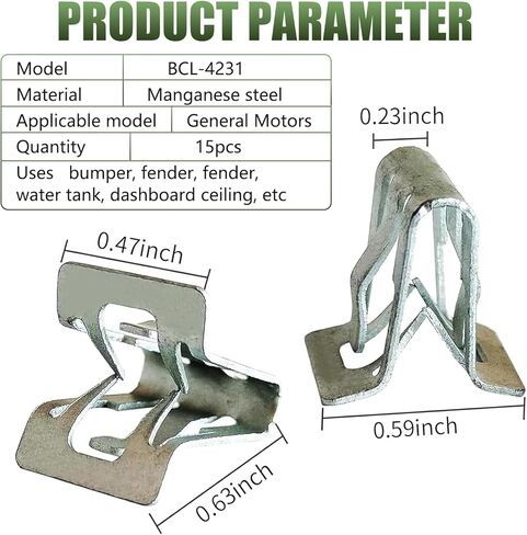 15 PCS Car Interior Center Console Dashboard Fastening Buckle, Alloy A-Pillar Liftgate Trim Panel Retainer 0.47" x 0.59" x 0.63" U-Shaped Trim Scuff Plate Clip, Fixing Parts (Silver) in Kuwait