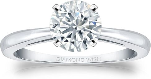 Diamond Wish 1/3 Carat Round Diamond Solitaire Engagement Ring in 14k Gold (H-I, I1-I2, cttw) 4-Prong Set Size 4 to 9 in Kuwait