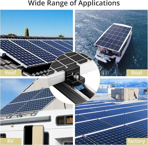 Anbte 4pcs Solar Panel End Clamp for Standard Unistrut, Aluminum 30mm/35mm Solar Panel Brackets with Nuts Bolts, Solar Panel Mounting Kit for Metal Roof, Tin Roof, Flat Roof, Sheet Roof, Black in Kuwait