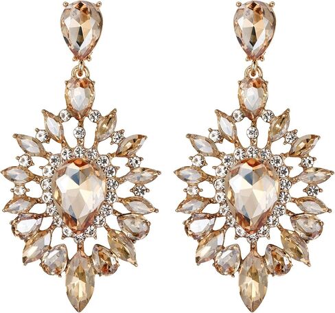 BriLove Women's Fashion Trendy Crystal Teardrop Halo Chandelier Dangle Earrings in Saudi Arabia