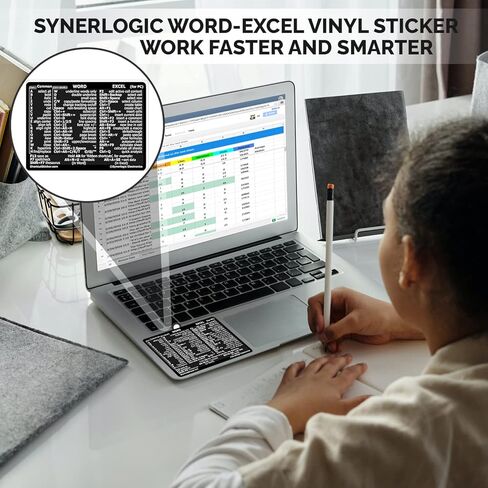 SYNERLOGIC Microsoft Word/Excel (for Windows) Reference Guide Keyboard Shortcut Sticker, Laminated, No-Residue Vinyl (Black/Small) in Kuwait