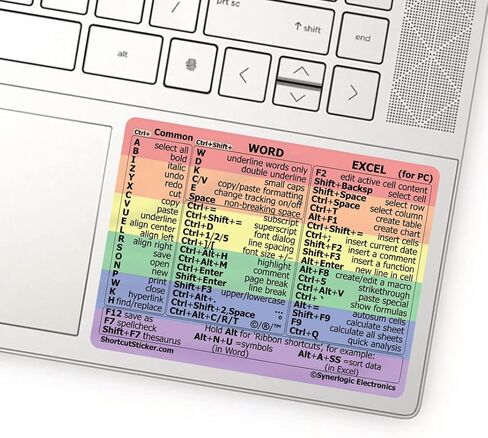 SYNERLOGIC Microsoft Word/Excel (for Windows) Reference Guide Keyboard Shortcut Sticker, Laminated, No-Residue Vinyl (Black/Small) in Kuwait