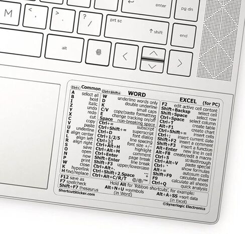 SYNERLOGIC Microsoft Word/Excel (for Windows) Reference Guide Keyboard Shortcut Sticker, Laminated, No-Residue Vinyl (Black/Small) in Kuwait