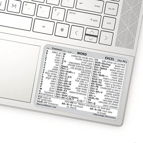 SYNERLOGIC Microsoft Word/Excel (for Windows) Reference Guide Keyboard Shortcut Sticker, Laminated, No-Residue Vinyl (Black/Small) in Kuwait