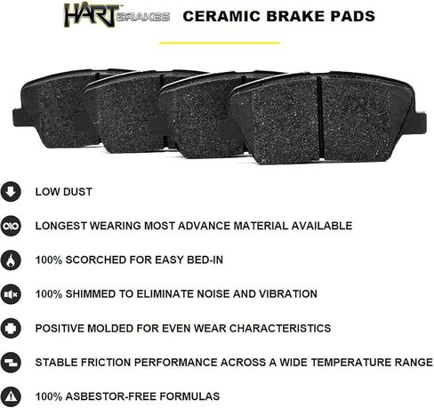 Hart Brakes Front Rear Brakes and Rotors Kit |Front Rear Brake Pads| Brake Rotors and Pads| Ceramic Brake Pads and Rotors |fits 2019-2021 Subaru Ascent in Kuwait