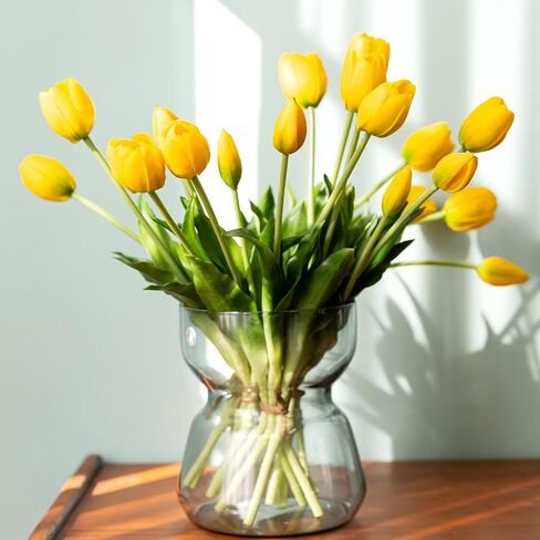 20 قطعة من زهور التيوليب الاصطناعية من اللاتكس ذات الملمس الحقيقي - باقة التيوليب الصناعية لديكور المنزل، قطع مركزية للزفاف، تنسيقات زهور الربيع، زهور وهمية لتزيين المزهرية (20، أبيض) in Kuwait