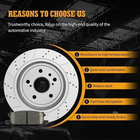 Ceramic Brake Pads and Rotors Kit Rear Drilled Slotted Vented Rotors & Brakes for 2004 2005 2006 Lexus Rx330 2007 2008 2009 Rx350 2006-2008 Rx400H 2004-2007 Toyota Highlander in Kuwait