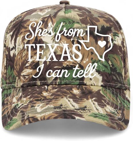 She's from Texas I Can Tell Horizontal Hat | Premium Adjustable Snapback Baseball Trucker Hats for Men & Women in Saudi Arabia