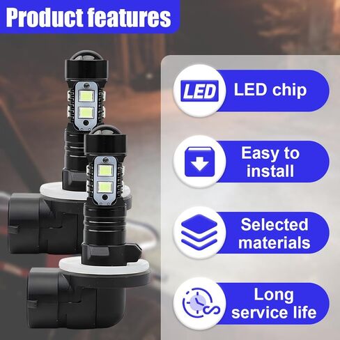 YoRise 2PCS مشرق 881 LED مصابيح الضباب، 50W 6000K زينون الجليد الأزرق المصابيح الأمامية، عالية الطاقة 881، 889، 862، 886، 894، 896، 898 LED DRL النهار تشغيل أضواء استبدال للسيارة (الأزرق) in Kuwait