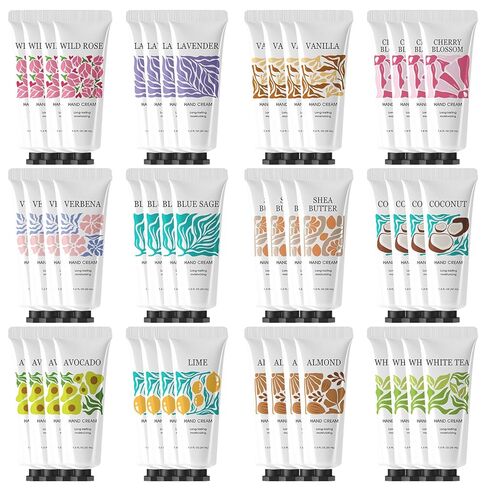 BODY & EARTH # LOVE 12 Pack Natural Plant Fragrance Moisturizing Hand Cream for Dry Hands Mini Hand Lotion with Shea Butter Travel Size Hand Cream Set Gift Set for Women in Saudi Arabia