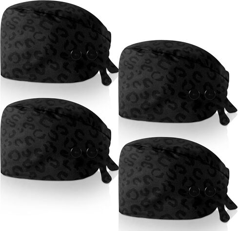 4 قطعة قبعات العمل مع زر وعصابة الرأس قابل للتعديل قبعات العمل قبعات فرك مرنة قبعات فرك ممرضة قبعات للنساء in Kuwait