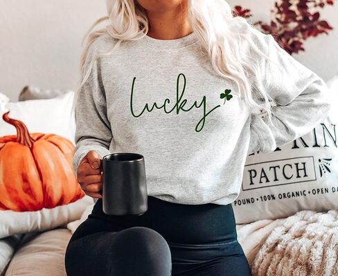 Lucky Sweastshirt Womens St Patrick's Day Sweatshirt St Paddy's Outfit Shamrock shirt in Kuwait