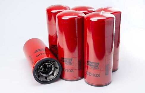 Baldwin BD103 Dual‑Flow Lube Oil Filter – Pack of 6 – Spin‑On 2¼‑12 Thread, 4 21/32″ OD × 11 13/32″ L – 9.8 Micron Nominal / 27 Micron Absolute – Replaces Cummins 3318853, Fleetguard LF3000, LF9009 in Saudi Arabia