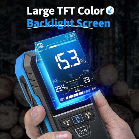 FNIRSI WMT-10 مقياس رطوبة الخشب القابل لإعادة الشحن، مقياس رطوبة بدون دبوس للخشب والحطب والجدار، يدعم الاحتفاظ بالبيانات وتسجيلها، مصباح يدوي، كاشف الرطوبة لبناء الخرسانة الخشبية in Kuwait