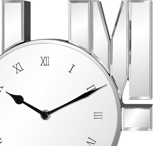 SHYFOY Decorative Wall Clock, Modern Mirrored Wall Clock, Sliver Home Wall Decor Silent Clocks for Bedroom, Entryway, Living Room Art Decor, Home Letterforms Wall Clocks,11.8 inch in Saudi Arabia