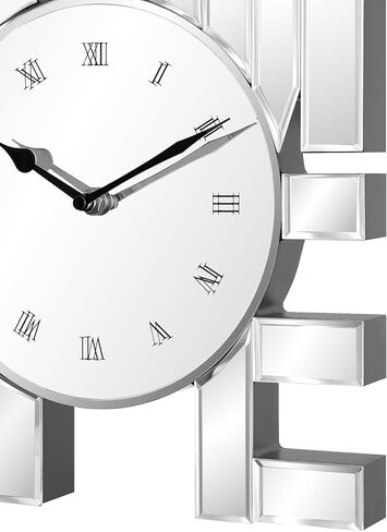 SHYFOY Decorative Wall Clock, Modern Mirrored Wall Clock, Sliver Home Wall Decor Silent Clocks for Bedroom, Entryway, Living Room Art Decor, Home Letterforms Wall Clocks,11.8 inch in Saudi Arabia