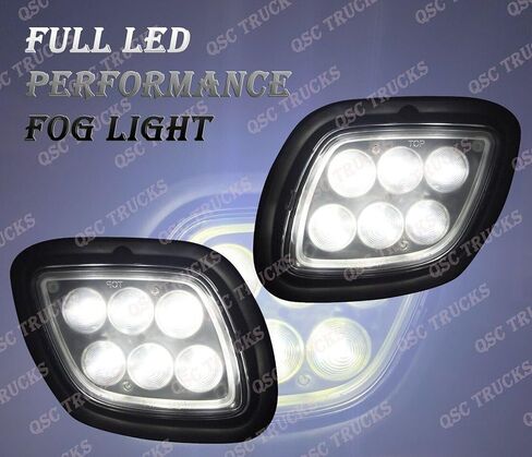 QSC قطع غيار الشاحنات 6 قطع مجموعات مصدات مع كروم + مصابيح ضباب LED لـ Freightliner Cascadia 08-17 in Kuwait