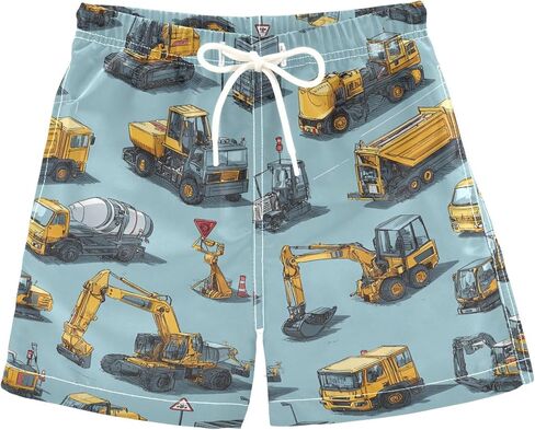 Pigsaly Retro Race Cars Boys Swim Trunks Machinery Trucks Toddler Beach Board Shorts Baby Summer Bathing Suit XS Multicoloured in Saudi Arabia