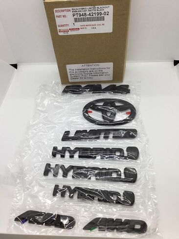 مجموعة تراكب شعار التعتيم الأسود الأصلي لسيارة Toyota 2019 والأحدث RAV4 Hybrid Limited PT948-42199-02 in Saudi Arabia