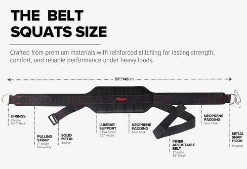 Belt For Belt Squats, Rack Attachment & Squat Machine, Weight Lifting&Powerlifting – Back Support, Low-Profile, Padded Hip & Thigh, Secure Buckle, Heavy Duty in Kuwait