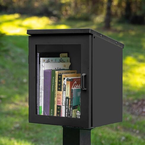 Ilyapa Outdoor Library Book Box - Free Literature Exchange Kit for Outside - White Powder Coated Steel - With Easy 4x4 Post Mount - 16x14x17 Inch in Kuwait
