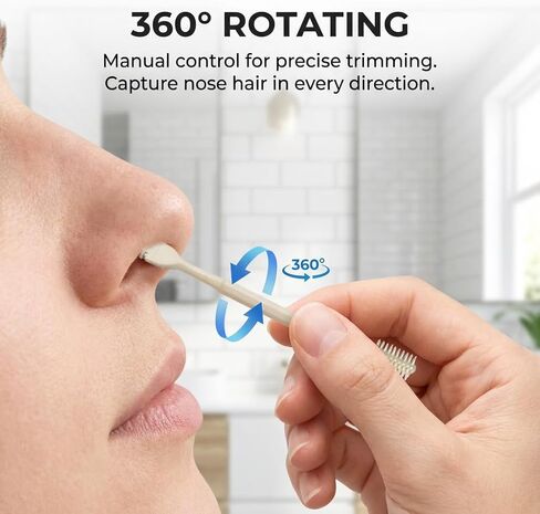12pcs Nasal Hair Cutter 2-in-1 Manual Nasal Hair Trimmer for Men Women, 360° Rotating Dual-Sided Nasal Hair Remover with Soft Cleaning Brush, Portable Travel Tool,Lightweight Trimming Kit in Kuwait