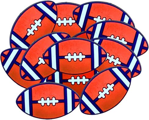 Lashicorn Football Silicone Focal Bead | 12 Pack Orange and Navy Bronco for Freshie Hanger Cardstock Rounds Beadable Makeup Brushes Charms Sports Beaded Pens College Pro Sports in Saudi Arabia