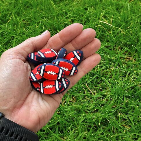 Lashicorn Football Silicone Focal Bead | 12 Pack Orange and Navy Bronco for Freshie Hanger Cardstock Rounds Beadable Makeup Brushes Charms Sports Beaded Pens College Pro Sports in Saudi Arabia