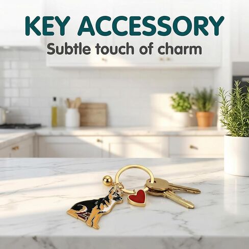 Cute German Shepherd Dog Keychain with Heart Charm, Kawaii Dog Keyring Pet Lover Keyring Gift in Saudi Arabia