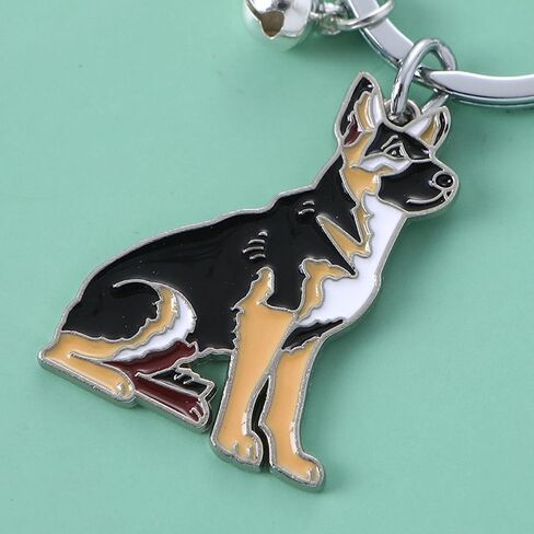 Cute German Shepherd Dog Keychain with Heart Charm, Kawaii Dog Keyring Pet Lover Keyring Gift in Saudi Arabia