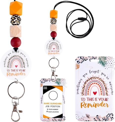 اسهم العامل الاجتماعي لشارات الهوية - حامل شارة العمل الاجتماعي مع الحبل، لطيف بوهو قوس قزح ليوبارد حامل بطاقة الهوية مطرز اسهم الانفصال للنساء بطاقة الهوية حامي غطاء هدايا المكتب in Kuwait